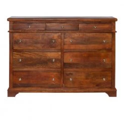 Cherry Brown Sideboard with 9-Drawers and Wooden Frame by The Urban Port