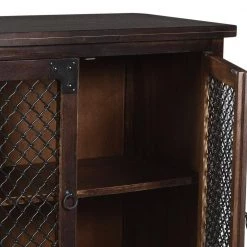 Industrial Dark Brown Storage Cabinet with 2-Mesh Design Doors and Wooden Frame by The Urban Port -The Urban Port Sales dark brown the urban port accent cabinets upt 263257 1f 1000