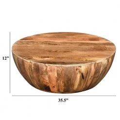 Dark Brown Mango Wood Coffee Table In Round Shape by The Urban Port -The Urban Port Sales dark brown the urban port coffee tables upt 32180 76 1000