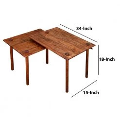 33.5 in. W Dark Brown Solid Wood End Table with Pull Out Extension and Grain Details by The Urban Port -The Urban Port Sales dark brown the urban port end side tables upt 238068 76 1000