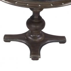42 In. L Dark Brown Round Wooden Farmhouse Dining Table with Rivets Accent and Turned Pedestal Base by The Urban Port -The Urban Port Sales dark brown the urban port kitchen dining tables upt 215752 1f 1000
