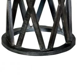 22 in. Dark Gray Farmhouse Style Round Wooden End Table with Airy Design Base by The Urban Port -The Urban Port Sales dark gray the urban port end side tables upt 195129 4f 1000