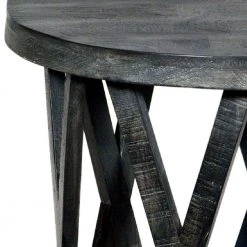22 in. Dark Gray Farmhouse Style Round Wooden End Table with Airy Design Base by The Urban Port -The Urban Port Sales dark gray the urban port end side tables upt 195129 c3 1000