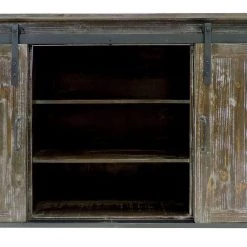 19 in. Distressed Brown Rectangular Wooden Console with Barn Style Sliding Door Storage by The Urban Port -The Urban Port Sales distressed brown the urban port console tables upt 205742 c3 1000