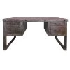 26 in. W Distressed Brown 4-Drawer Wooden Home Office Writing Desk with Sled Leg Support by The Urban Port