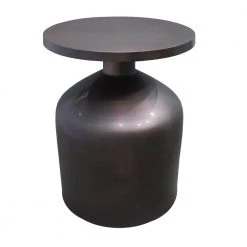 19 in. W Garnet Red Metal Frame End Table with Round Top and Bottle Shape Base by The Urban Port