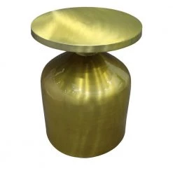 19 in. W Gold Metal Frame End Table with Round Top and Bottle Shape Base by The Urban Port