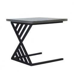 Industrial Gray and Black Metal Frame End Table with Square Wood Top C-Shaped by The Urban Port -The Urban Port Sales gray and black the urban port c tables upt 263761 1f 1000