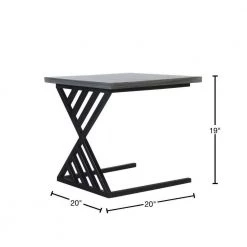 Industrial Gray and Black Metal Frame End Table with Square Wood Top C-Shaped by The Urban Port -The Urban Port Sales gray and black the urban port c tables upt 263761 40 1000