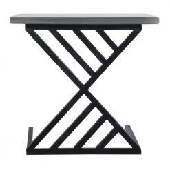 Industrial Gray and Black Metal Frame End Table with Square Wood Top C-Shaped by The Urban Port -The Urban Port Sales gray and black the urban port c tables upt 263761 c3 1000