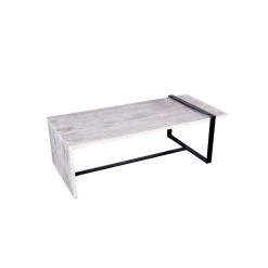 26 in. Gray and Black Rectangular Wooden Top Coffee Table with Geometric Metal Frame by The Urban Port -The Urban Port Sales gray and black the urban port coffee tables upt 263595 4f 1000