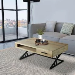 20 in. L Gray and Black Industrial Mango Wood Coffee Table with 1 Drawer and Tubular Metal Frame by The Urban Port 21 20 in. L Gray and Black Industrial Mango Wood Coffee Table with 1 Drawer and Tubular Metal Frame by The Urban Port -The Urban Port Sales gray and black the urban port coffee tables upt 263762 31 1000