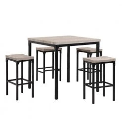 5-Piece Square Gray and Black Wood Top Counter Height Dining Table and Stool Set (Seats 4) by The Urban Port
