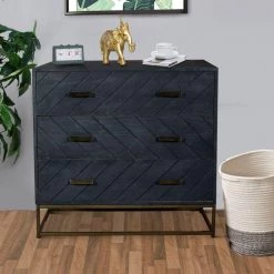 3-Drawer Gray Mango Wood Storage Chest with Tubular Metal Base 15.7 in. L x 31.5 in. W x 30 in. H by The Urban Port -The Urban Port Sales gray and bronze the urban port chest of drawers upt 237995 31 1000