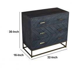 3-Drawer Gray Mango Wood Storage Chest with Tubular Metal Base 15.7 in. L x 31.5 in. W x 30 in. H by The Urban Port -The Urban Port Sales gray and bronze the urban port chest of drawers upt 237995 44 1000
