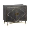 Rustic Style Gray and Gold Mango Wood Cabinet with Dual Door Storage by The Urban Port