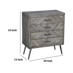 4-Drawer Gray Chevron Pattern Wooden Accent Dresser Chest with Angled Metal Legs 15 in. L x 29 in. W x 33 in. H by The Urban Port -The Urban Port Sales gray the urban port chest of drawers upt 230855 44 1000