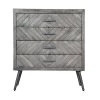 4-Drawer Gray Chevron Pattern Wooden Accent Dresser Chest with Angled Metal Legs 15 in. L x 29 in. W x 33 in. H by The Urban Port