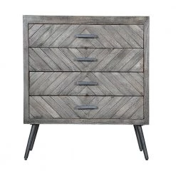 4-Drawer Gray Chevron Pattern Wooden Accent Dresser Chest with Angled Metal Legs 15 in. L x 29 in. W x 33 in. H by The Urban Port