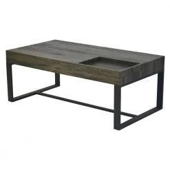 23 in. L Gray and Black Rectangular Wooden Coffee Table with Hidden Storage and Metal Sled Base by The Urban Port -The Urban Port Sales gray the urban port coffee tables upt 266261 4f 1000