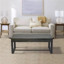 23 in. L Gray and Black Rectangular Wooden Coffee Table with Hidden Storage and Metal Sled Base by The Urban Port -The Urban Port Sales gray the urban port coffee tables upt 266261 76 1000