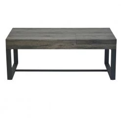 23 in. L Gray and Black Rectangular Wooden Coffee Table with Hidden Storage and Metal Sled Base by The Urban Port -The Urban Port Sales gray the urban port coffee tables upt 266261 c3 1000