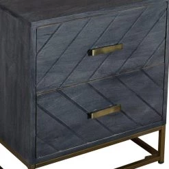 17.7 in. 2-Drawer Gray Mango Wood Rectangle Bedside Table with Tubular Metal Base by The Urban Port -The Urban Port Sales gray the urban port end side tables upt 237996 1f 1000