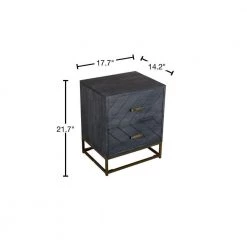 17.7 in. 2-Drawer Gray Mango Wood Rectangle Bedside Table with Tubular Metal Base by The Urban Port -The Urban Port Sales gray the urban port end side tables upt 237996 40 1000