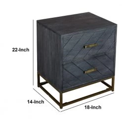 17.7 in. 2-Drawer Gray Mango Wood Rectangle Bedside Table with Tubular Metal Base by The Urban Port -The Urban Port Sales gray the urban port end side tables upt 237996 44 1000