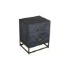 17.7 in. 2-Drawer Gray Mango Wood Rectangle Bedside Table with Tubular Metal Base by The Urban Port