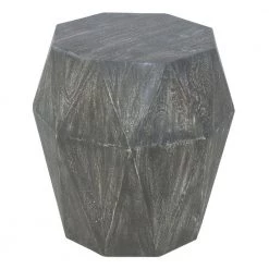 Ashton 16 in. Rustic Gray Octagonal Mango Wood Side End Table with Faceted and Chiseled Edges by The Urban Port