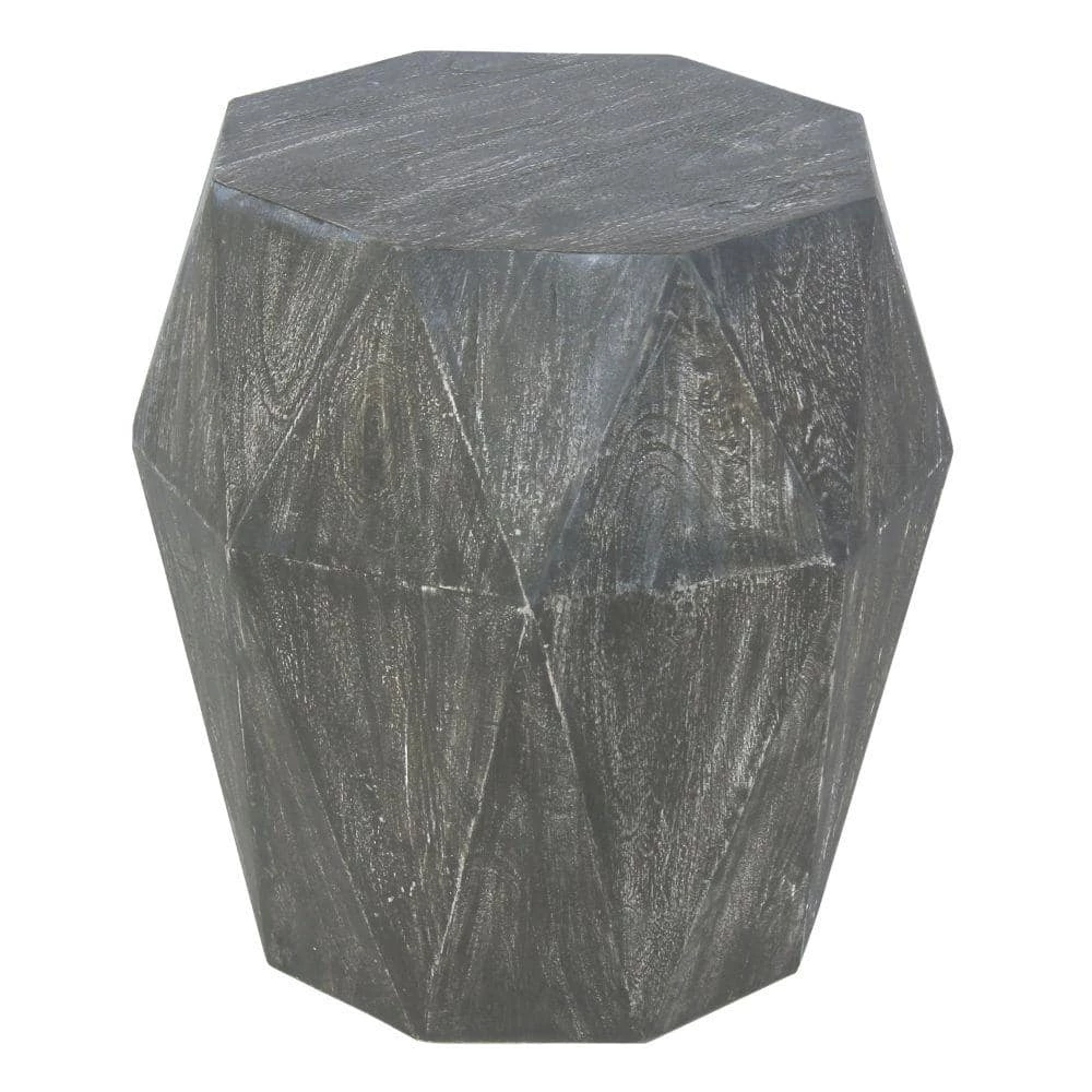 Ashton 16 in. Rustic Gray Octagonal Mango Wood Side End Table with Faceted and Chiseled Edges by The Urban Port 1 Ashton 16 in. Rustic Gray Octagonal Mango Wood Side End Table with Faceted and Chiseled Edges by The Urban Port