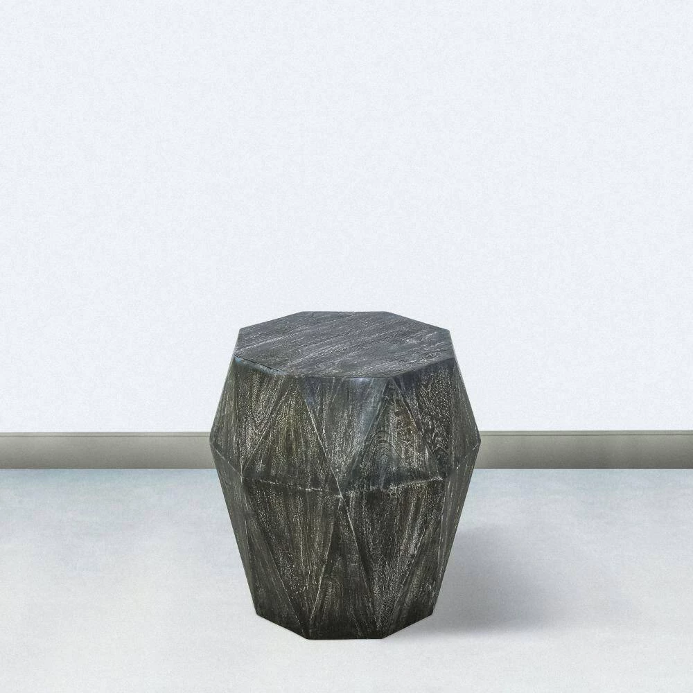 Ashton 16 in. Rustic Gray Octagonal Mango Wood Side End Table with Faceted and Chiseled Edges by The Urban Port 10 Ashton 16 in. Rustic Gray Octagonal Mango Wood Side End Table with Faceted and Chiseled Edges by The Urban Port - Image 10
