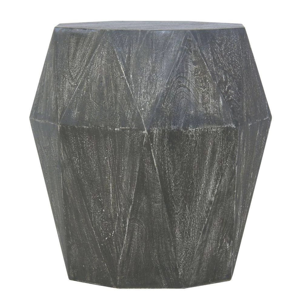 Ashton 16 in. Rustic Gray Octagonal Mango Wood Side End Table with Faceted and Chiseled Edges by The Urban Port 5 Ashton 16 in. Rustic Gray Octagonal Mango Wood Side End Table with Faceted and Chiseled Edges by The Urban Port - Image 5