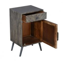 1-Drawer Gray Chevron Pattern Wooden Bedside Accent Nightstand with Door Storage 13 in. L x 15 in. W x 26.5 in. H by The Urban Port -The Urban Port Sales gray the urban port nightstands upt 230849 4f 1000