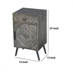 1-Drawer Gray Chevron Pattern Wooden Bedside Accent Nightstand with Door Storage 13 in. L x 15 in. W x 26.5 in. H by The Urban Port -The Urban Port Sales gray the urban port nightstands upt 230849 fa 1000