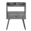 1-Drawer Gray Raised Top Wooden Nightstand 15 in. L x 18 in. W x 25 in. H by The Urban Port