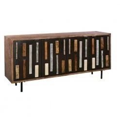 Grayish Brown Mango Wood Sideboard Buffet with 4-Doors and Multi Tone Molded Trim by The Urban Port
