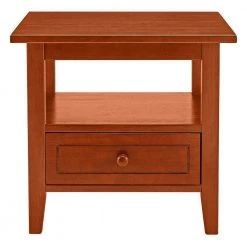 20 in. W Honey Brown Wooden Rectangular End Table with 1 Drawer by The Urban Port