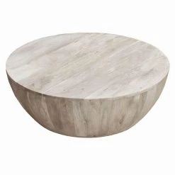 36 in. Light Brown Medium Round Wood Coffee Table by The Urban Port