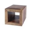 Cube Shaped Brown Rosewood Side Table with Cutout Bottom by The Urban Port