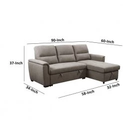 89.5 in. W Light Gray Fabric 2 Piece Pull Out Sleeper Sofa with Storage Chaise and Split Back by The Urban Port -The Urban Port Sales light gray the urban port sofa beds upt 248140 1d 1000