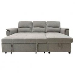 89.5 in. W Light Gray Fabric 2 Piece Pull Out Sleeper Sofa with Storage Chaise and Split Back by The Urban Port -The Urban Port Sales light gray the urban port sofa beds upt 248140 1f 1000