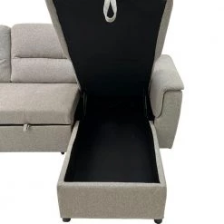 89.5 in. W Light Gray Fabric 2 Piece Pull Out Sleeper Sofa with Storage Chaise and Split Back by The Urban Port -The Urban Port Sales light gray the urban port sofa beds upt 248140 44 1000