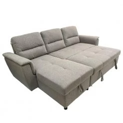 89.5 in. W Light Gray Fabric 2 Piece Pull Out Sleeper Sofa with Storage Chaise and Split Back by The Urban Port -The Urban Port Sales light gray the urban port sofa beds upt 248140 4f 1000