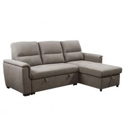 89.5 in. W Light Gray Fabric 2 Piece Pull Out Sleeper Sofa with Storage Chaise and Split Back by The Urban Port
