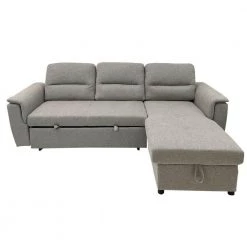 89.5 in. W Light Gray Fabric 2 Piece Pull Out Sleeper Sofa with Storage Chaise and Split Back by The Urban Port -The Urban Port Sales light gray the urban port sofa beds upt 248140 c3 1000