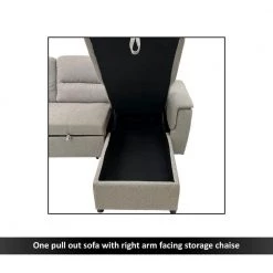 89.5 in. W Light Gray Fabric 2 Piece Pull Out Sleeper Sofa with Storage Chaise and Split Back by The Urban Port -The Urban Port Sales light gray the urban port sofa beds upt 248140 fa 1000