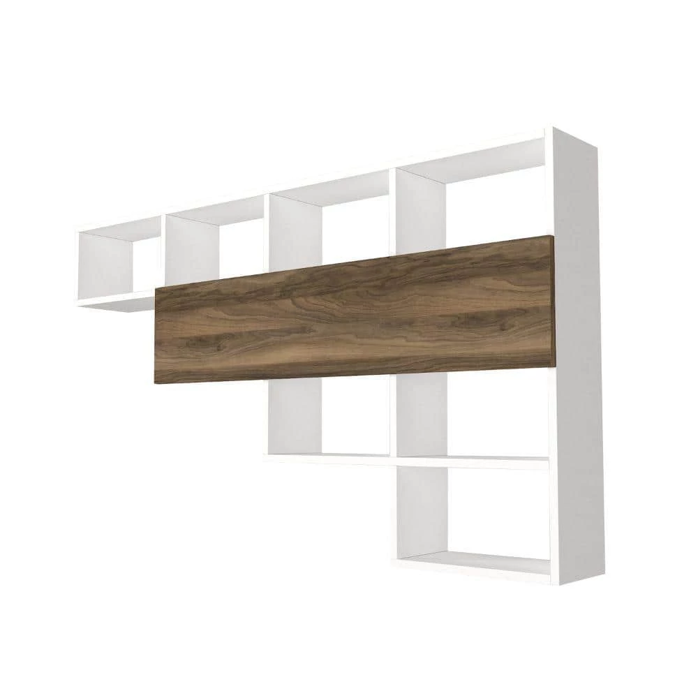 70.7 In. Light Walnut and White Wall Mount TV Console with 3 Doors and 1 Floating Shelf and Fits TV's up to 70 in. by The Urban Port 5 70.7 In. Light Walnut and White Wall Mount TV Console with 3 Doors and 1 Floating Shelf and Fits TV's up to 70 in. by The Urban Port - Image 5
