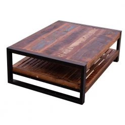39 .5 in. Multicolor Rectangle Rustic Wooden Coffee Table with Planked Bottom Shelf by The Urban Port -The Urban Port Sales multicolor the urban port coffee tables upt 238091 1f 1000